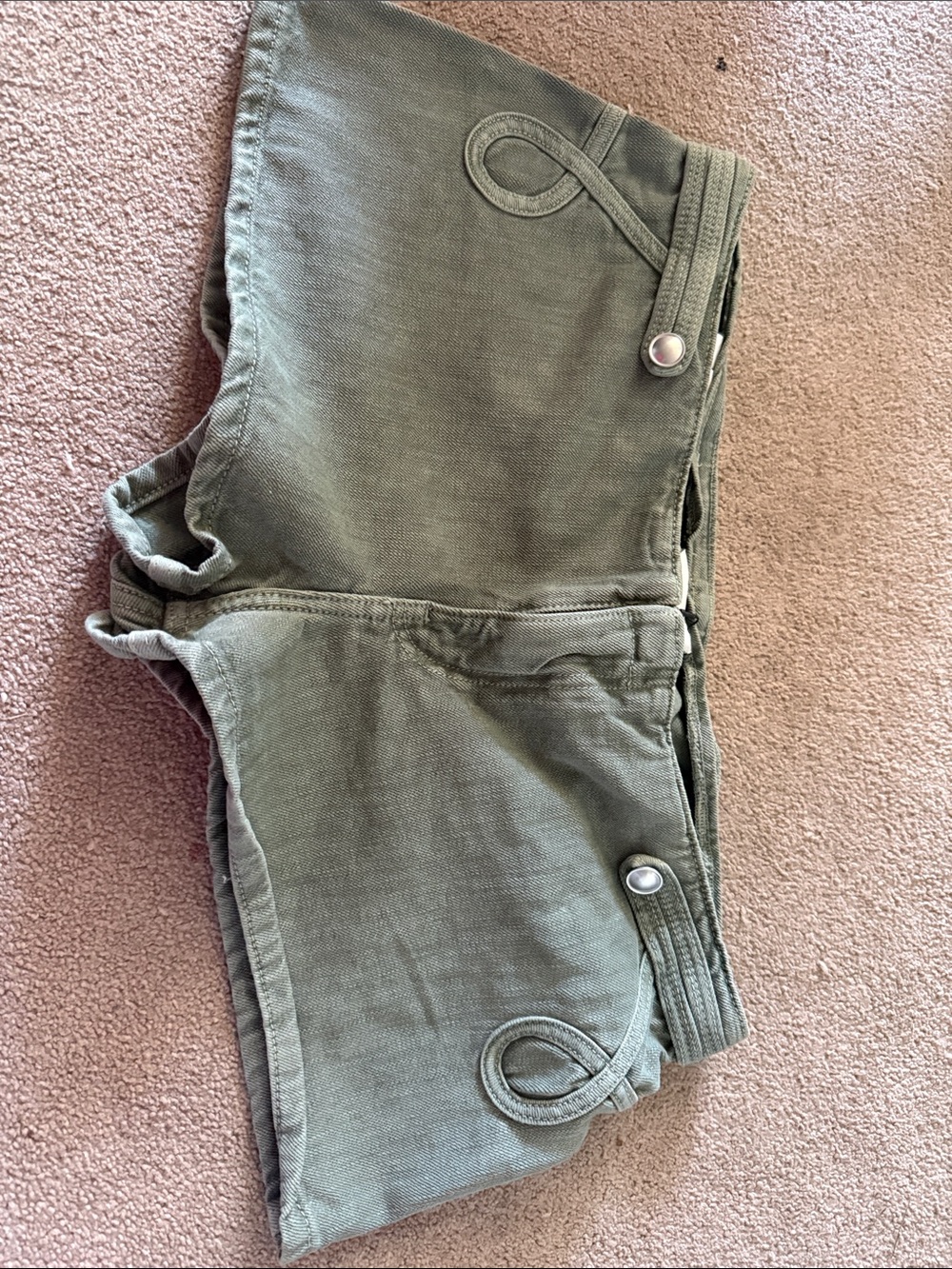 Zara Olive Green Girls Shorts with Loop Trim